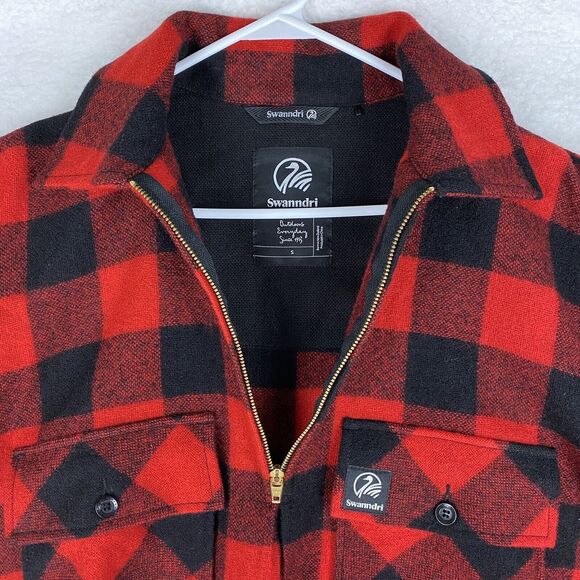 Swanndri Jacket Mens S Red Bushshirt Ranger Wool Zip Front Check Buffalo Plaid - Picture 6 of 14